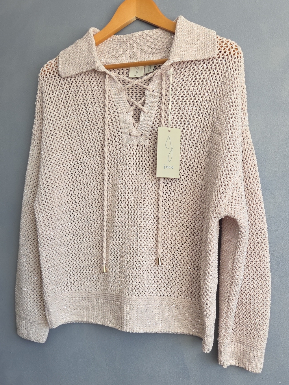 JOIE KNIT LONGSLEEVE, SEQUINS BEIGE SWEATER SIZE L, XL NWT